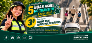 Ao encontrar uma criança, um idoso, um ciclista, um motociclista ou uma pessoa com mobilidade reduzida, lembre-se de que cada um enfrenta desafios diferentes para circular com segurança. Reduza a velocidade quando necessário, respeite o espaço dos outros e ofereça tempo suficiente para que todos possam seguir seu caminho. Afinal, o verdadeiro cuidado no trânsito começa quando compreendemos que nossas escolhas podem proteger vidas. Faça 5 Boas Ações no Trânsito Todo Dia!