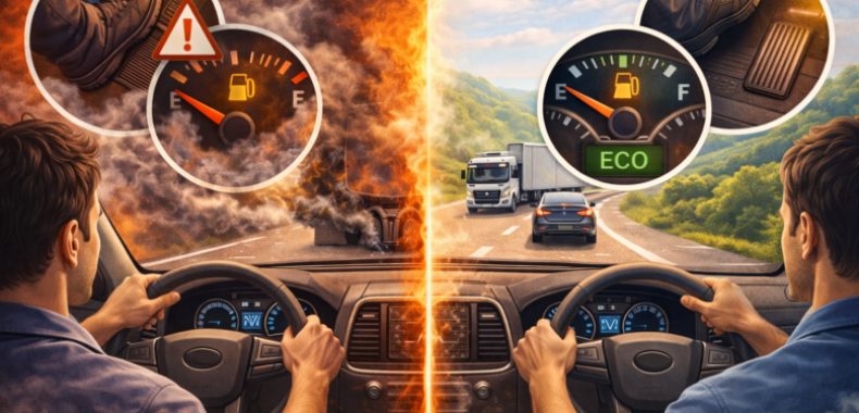 Como o estilo de condução impacta diretamente o consumo de diesel