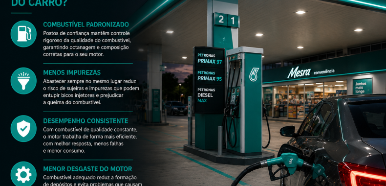 Combustível de qualidade e abastecimento consistente ajudam no desempenho e durabilidade do motor.